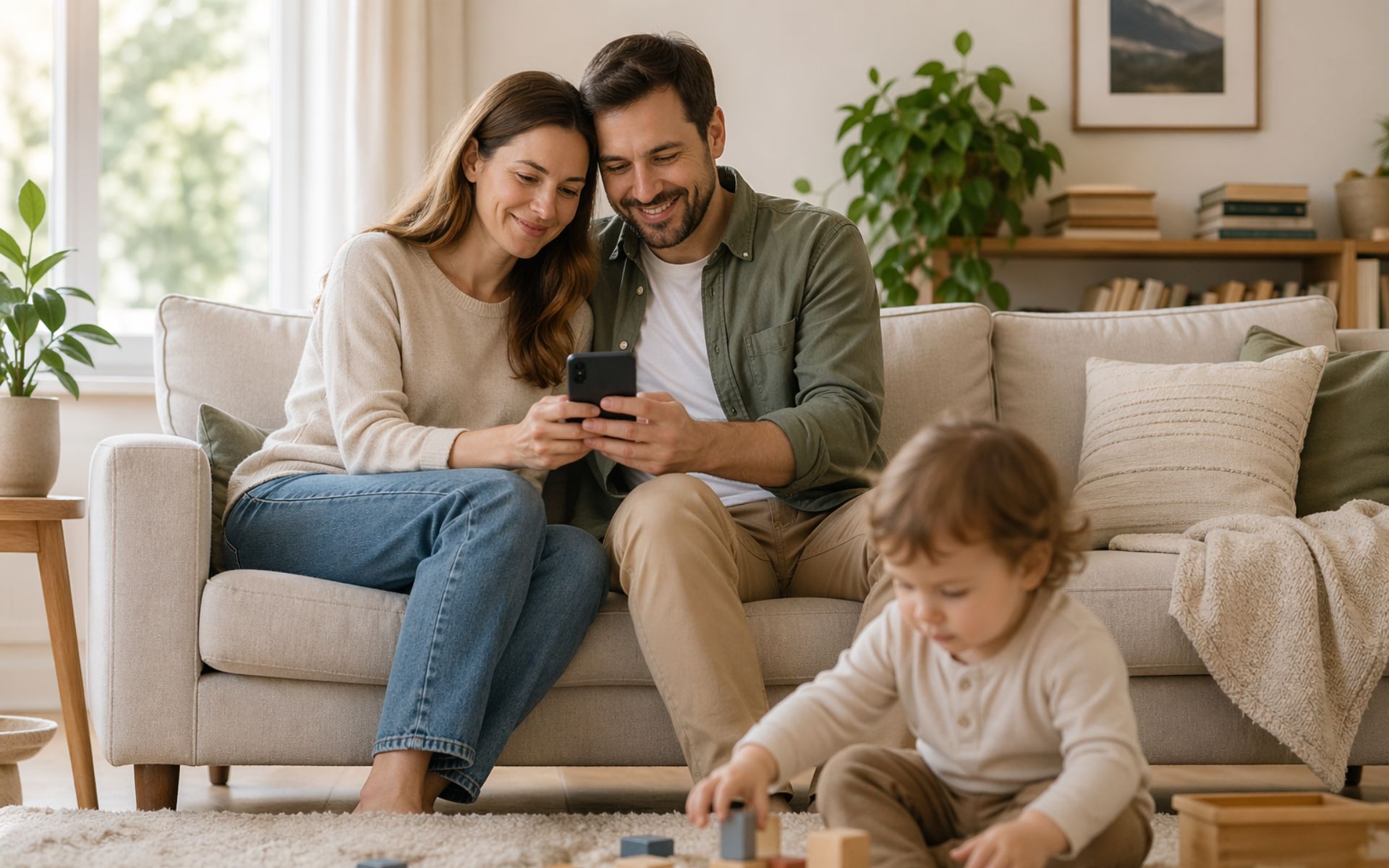 Family coordinating a daily routine together
